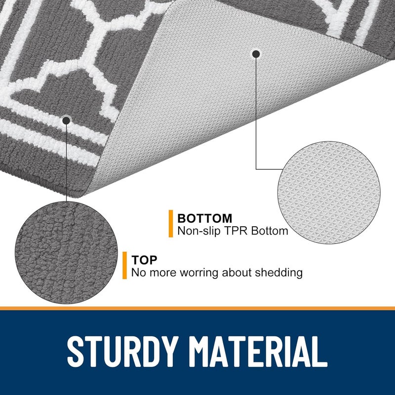 Buganda Runner Indoor Door Mat, Dirt-Resistant and Absorbent Doormat, Anti-Slip, Low Profile Floor Mats for Inside Entryway, Front, and Back Door Entrance (70x23 Inches, Grey) - Image 4